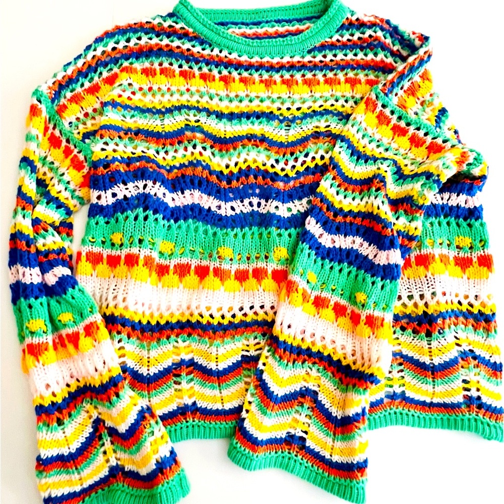 CROCHET SEE THROUGH KNIT SWEATER